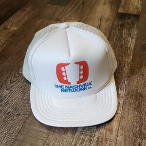 Vintage Nashville Network Mens White Snap Back Trucker Hat One Size Country